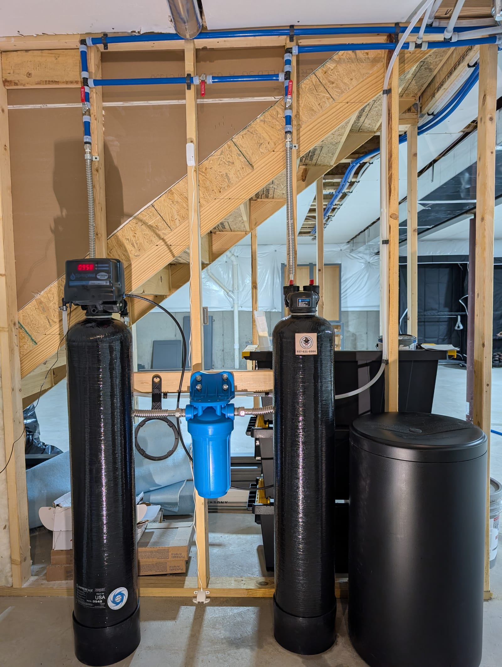 Whole house water filtration system installation