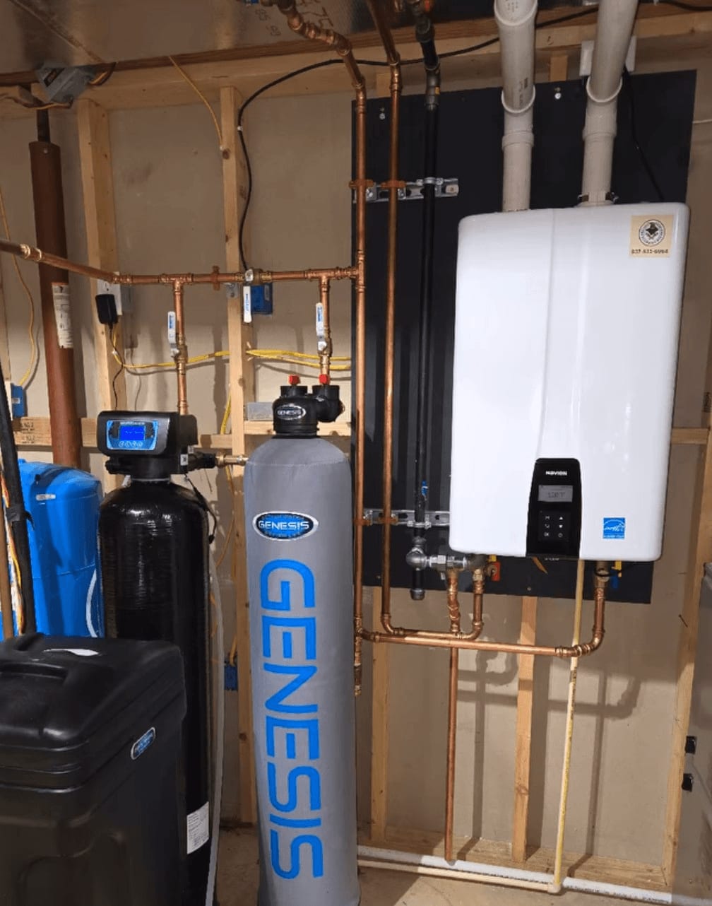 Navien tankless water heater and Genesis water softener installation